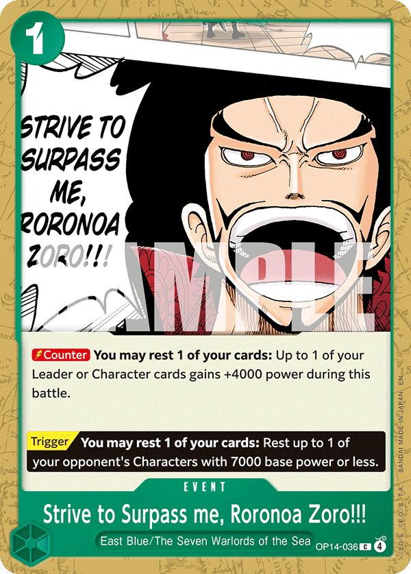 Strive to Surpass me, Roronoa Zoro!!! (OP14-EB04 OP14-036)