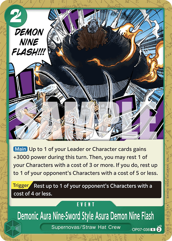 Demonic Aura Nine-Sword Style Asura Demon Nine Flash (ST-24 OP07-036_p1) — Alt Art